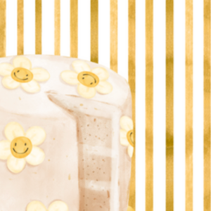 Floral Happy Birthday Cake Greeting Card