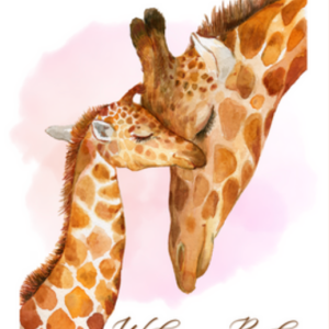 Pink Giraffe Baby Greeting Card