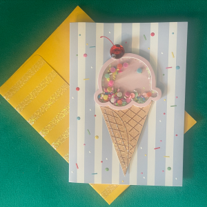 Sweet Sparkle Ice Cream Cone Greeting Card
