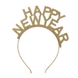 Happy New Year Unlit Gold Glitter Sparkling Headband